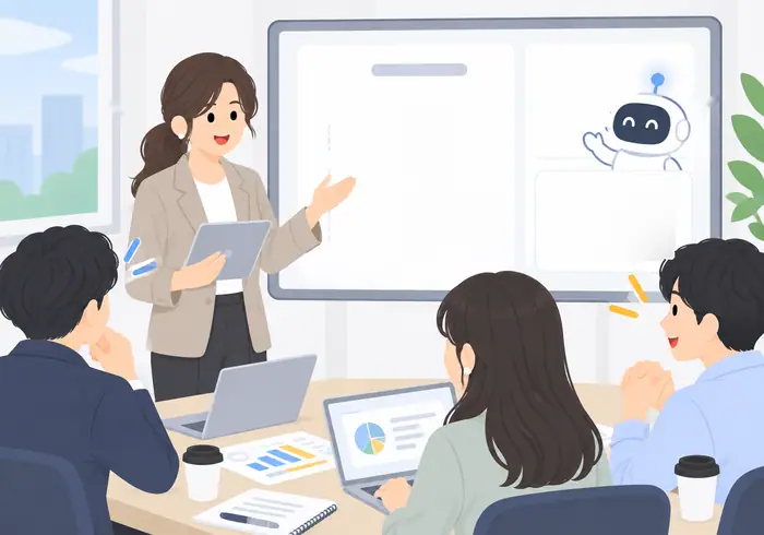 AIファシリテーターによる会議改革プログラム イラストアニメ