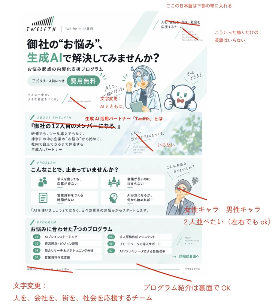 チラシデザイン修正 AI